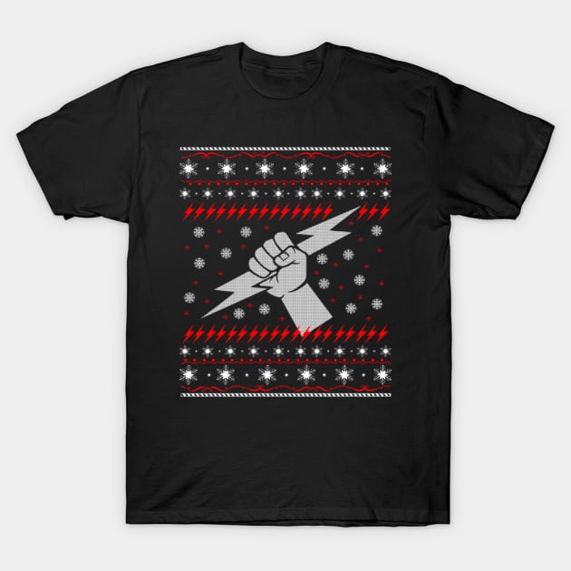 Electrician Ugly Christmas Sweater Gift Ideas T-Shirt by uglygiftideas